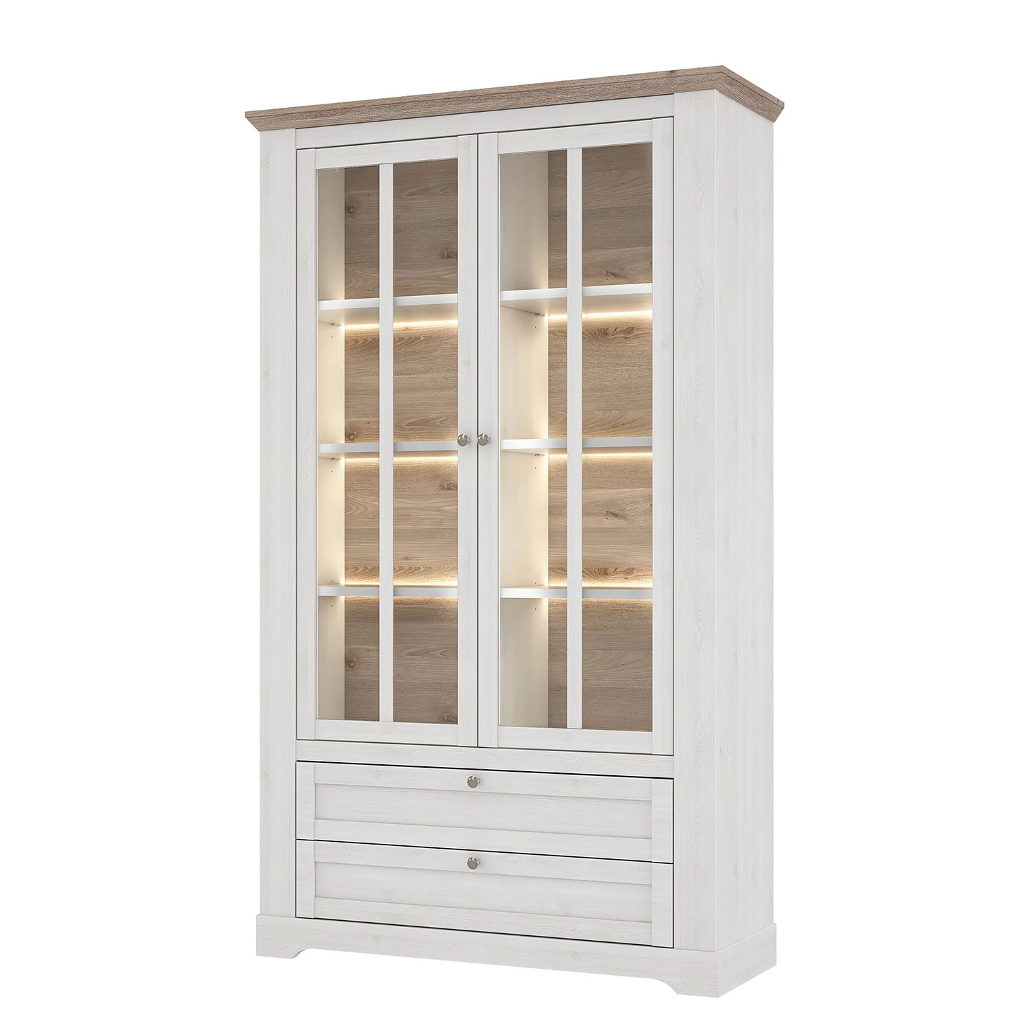 Ridgevalley Vitrine Sandvik - Éclairage inclus Imitation chêne blanc / Imitation chêne Nelson 3 Ridgevalley Vitrine Sandvik - Éclairage inclus Imitation chêne blanc / Imitation chêne Nelson