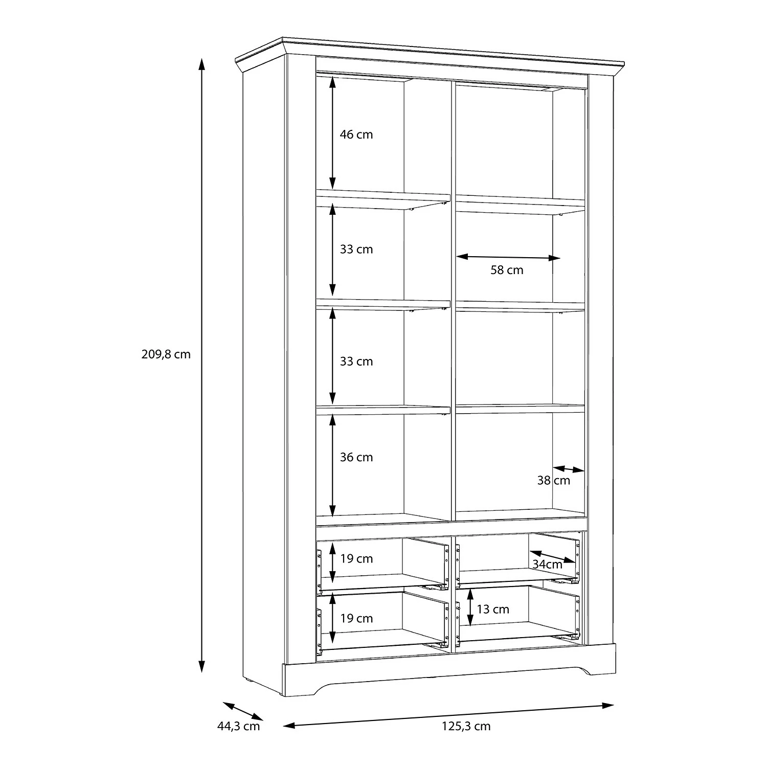 Ridgevalley Vitrine Sandvik - Éclairage inclus Imitation chêne blanc / Imitation chêne Nelson 9 Ridgevalley Vitrine Sandvik - Éclairage inclus Imitation chêne blanc / Imitation chêne Nelson – Image 7