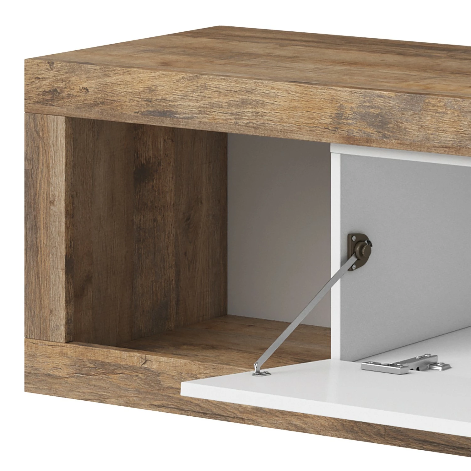 Loftscape Meuble TV Shipley - Blanc brillant / Imitation chêne 8 Loftscape Meuble TV Shipley - Blanc brillant / Imitation chêne – Image 6