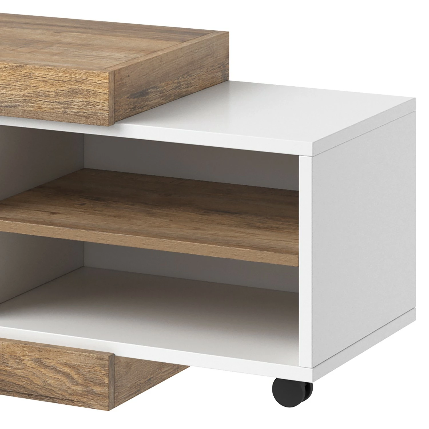 Loftscape Meuble TV Shipley - Blanc brillant / Imitation chêne 9 Loftscape Meuble TV Shipley - Blanc brillant / Imitation chêne – Image 7