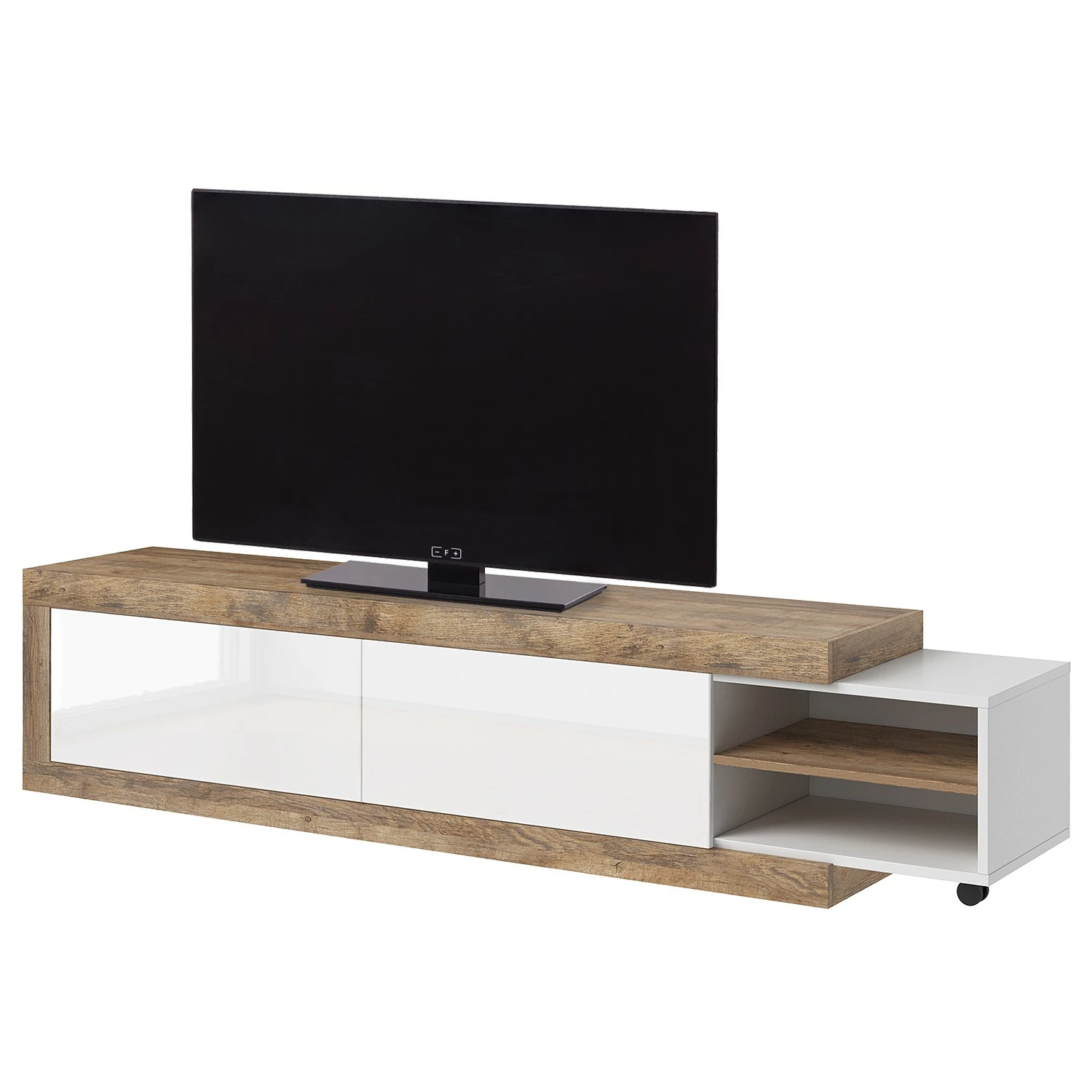 Loftscape Meuble TV Shipley - Blanc brillant / Imitation chêne 3 Loftscape Meuble TV Shipley - Blanc brillant / Imitation chêne