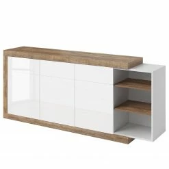 Loftscape Buffet Shipley I - Blanc brillant / Imitation chêne