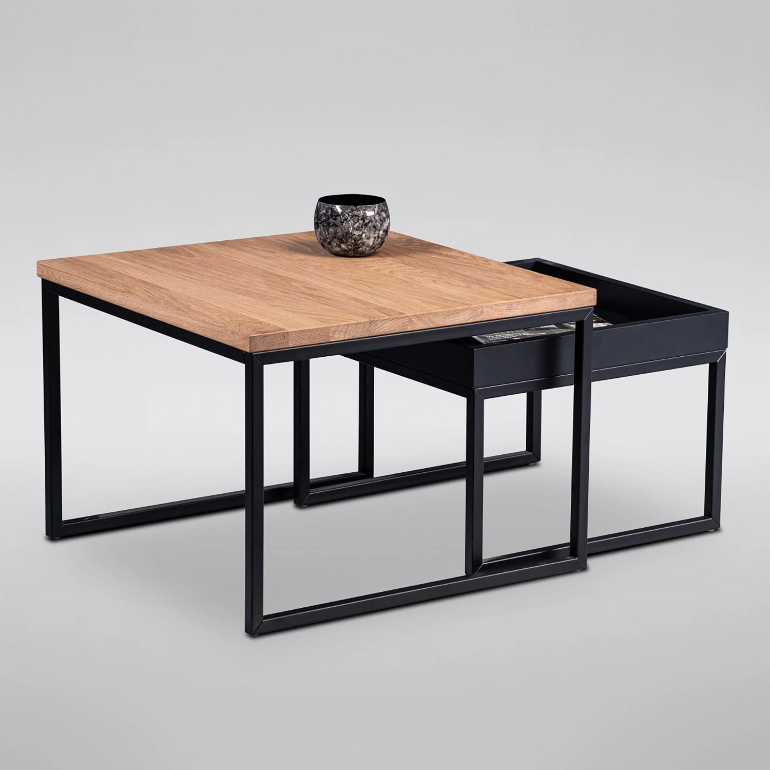 Red Living Table basse Savate II - Chêne sauvage massif / Métal - Chêne sauvage / Noir 7 Red Living Table basse Savate II - Chêne sauvage massif / Métal - Chêne sauvage / Noir – Image 5