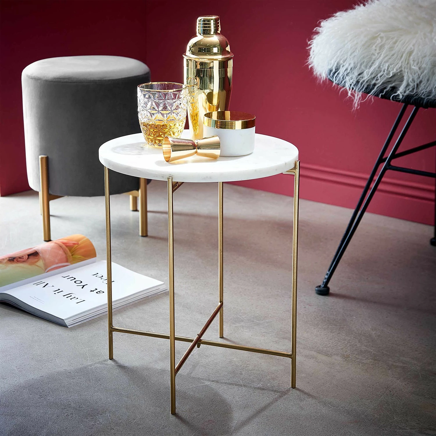 Butlers Bout de canapé MARBLE - Marbre / Fer - Blanc 4 Butlers Bout de canapé MARBLE - Marbre / Fer - Blanc – Image 2