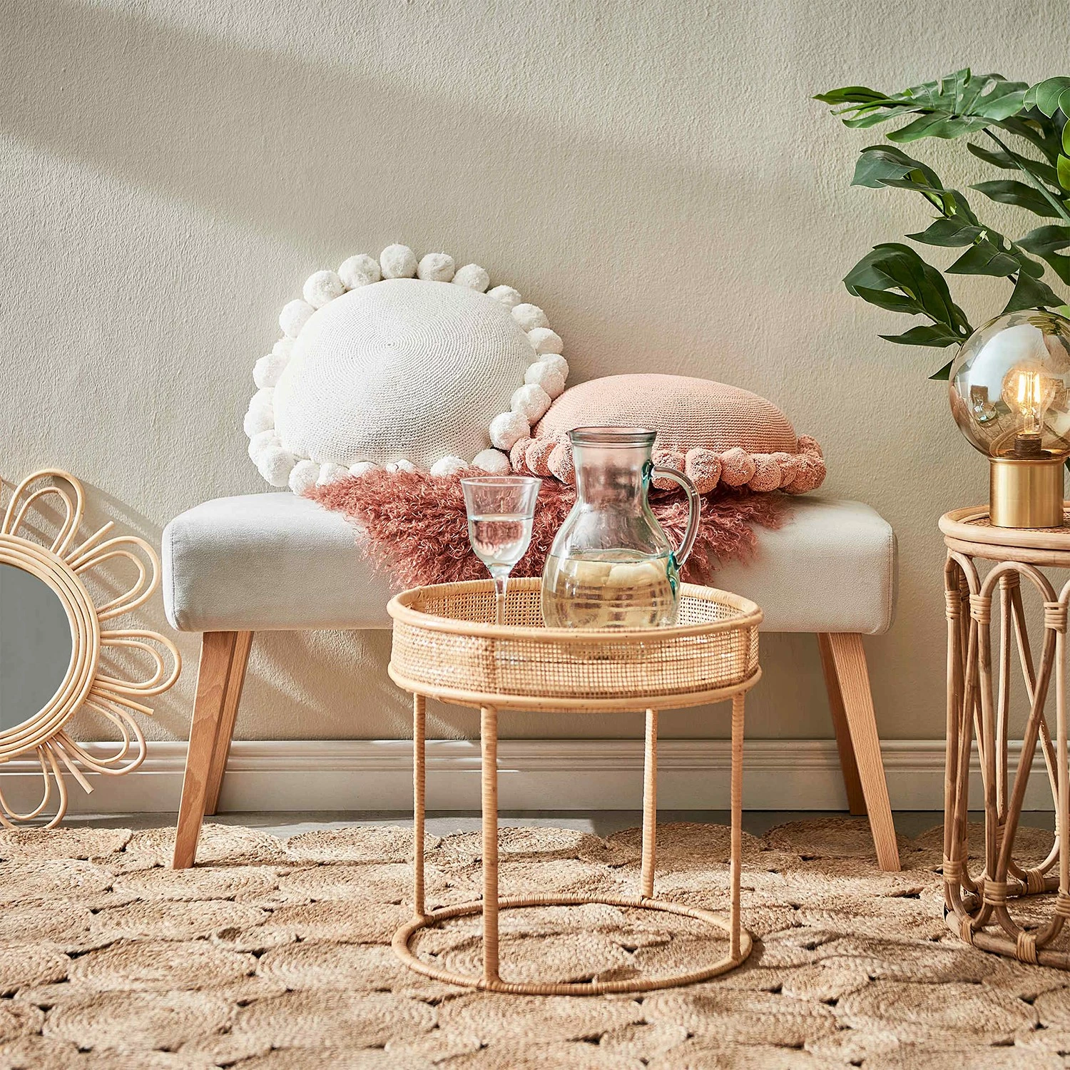 Butlers Bout de canapé BOHO LOUNGE - Rotin / Fer - Naturel 5 Butlers Bout de canapé BOHO LOUNGE - Rotin / Fer - Naturel – Image 3