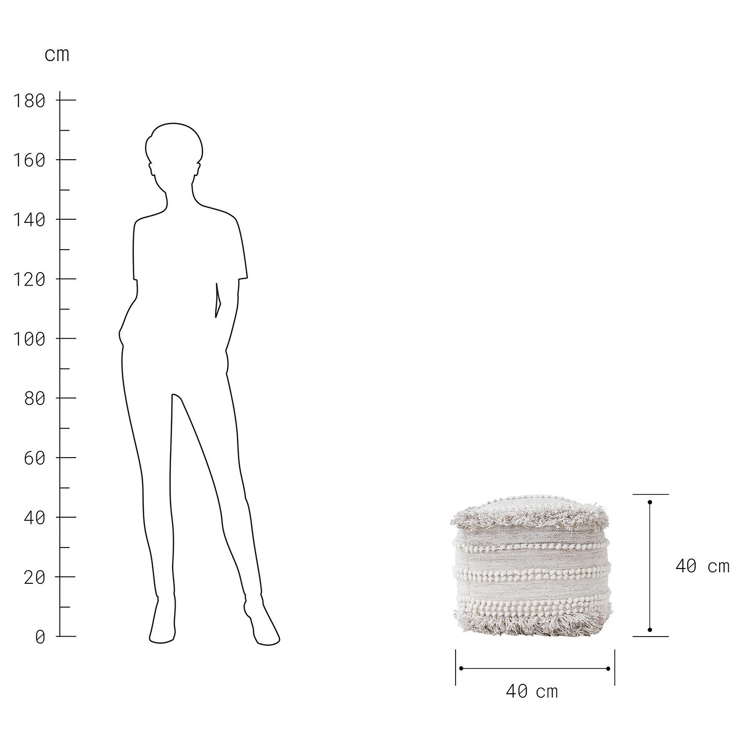 Butlers Pouf BOHO LOUNGE - Laine - Crème 7 Butlers Pouf BOHO LOUNGE - Laine - Crème – Image 5