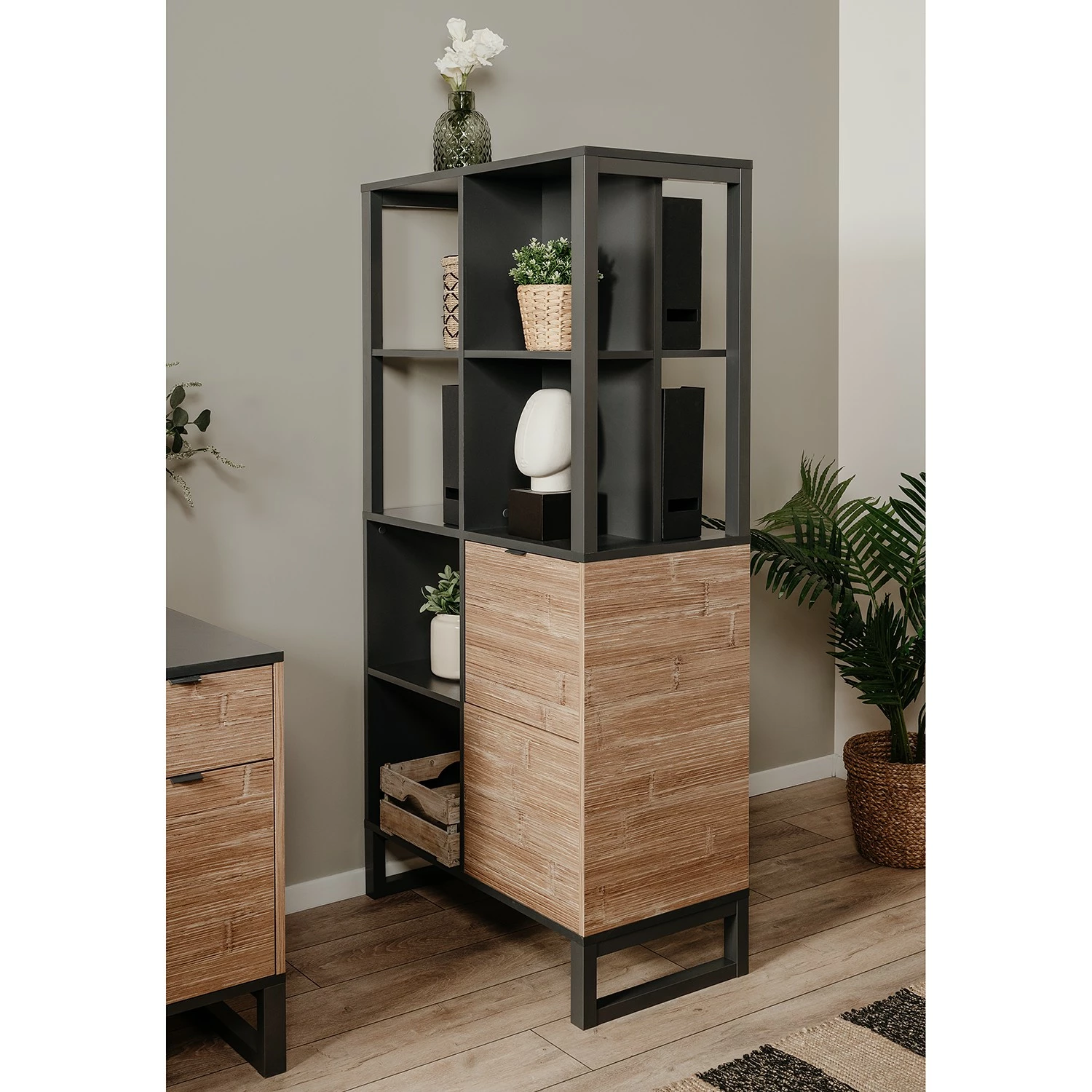 Loftscape Étagère Mid West - Imitation bambou / Anthracite 4 Loftscape Étagère Mid West - Imitation bambou / Anthracite – Image 2