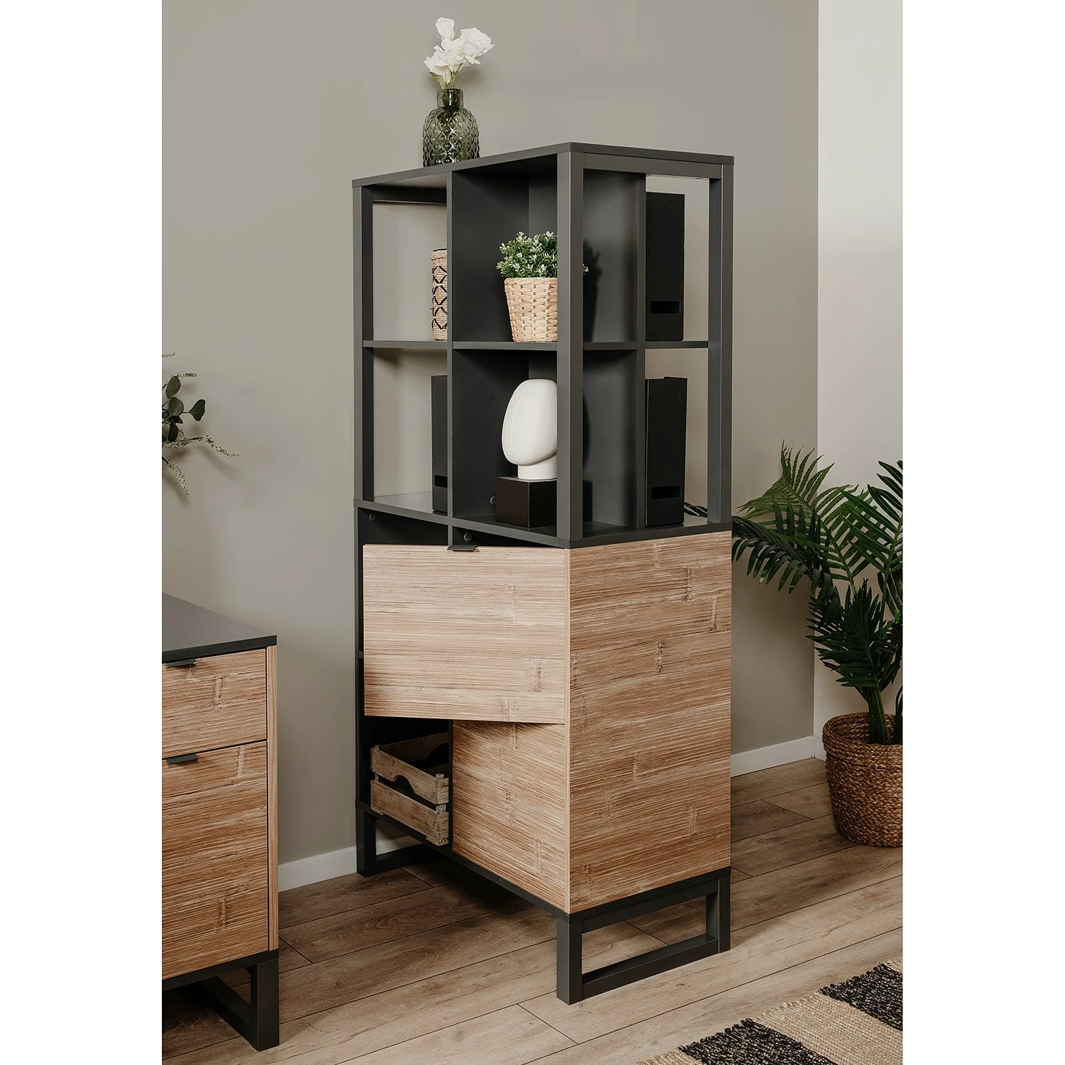 Loftscape Étagère Mid West - Imitation bambou / Anthracite 5 Loftscape Étagère Mid West - Imitation bambou / Anthracite – Image 3