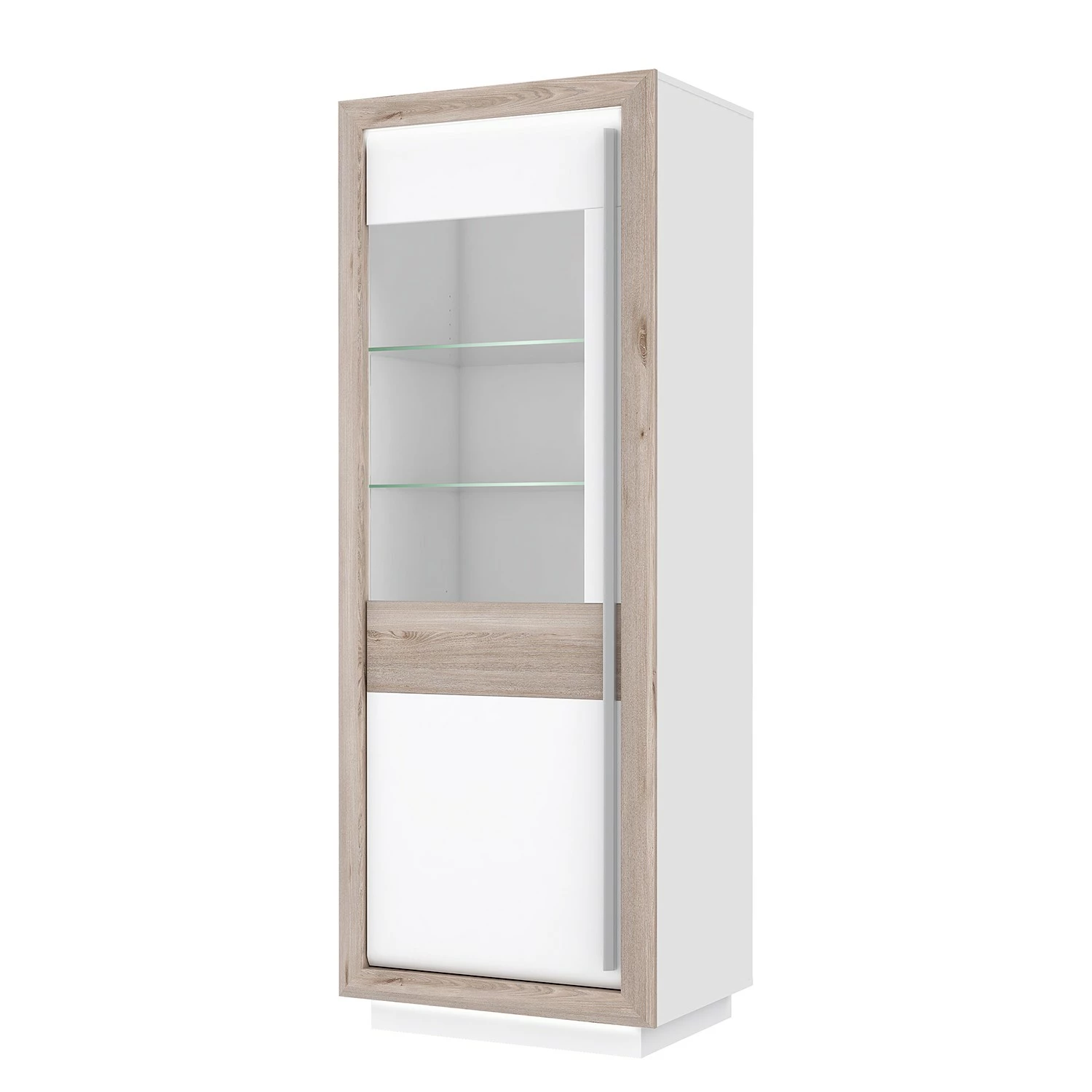 Loftscape Vitrine Wilander - Éclairage inclus - Blanc brillant / Imitation chêne Nelson 3 Loftscape Vitrine Wilander - Éclairage inclus - Blanc brillant / Imitation chêne Nelson