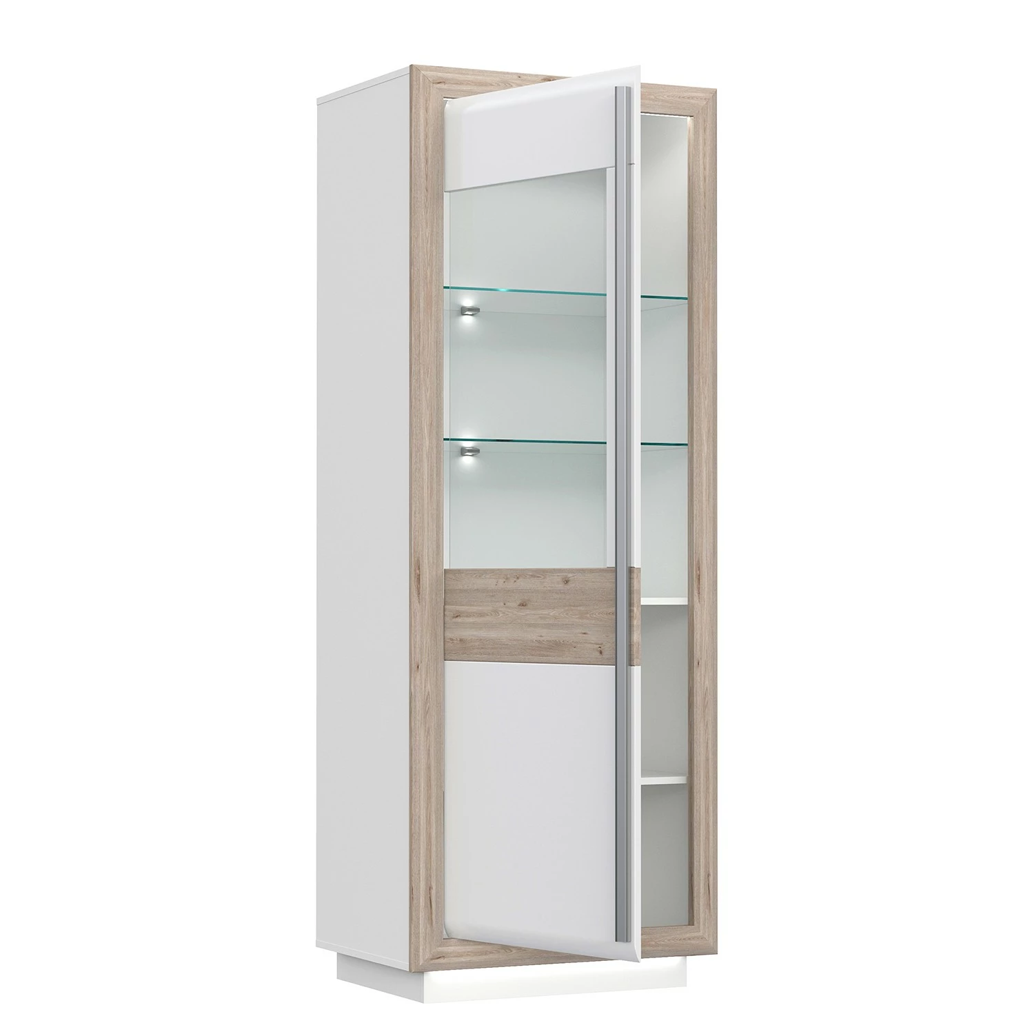 Loftscape Vitrine Wilander - Éclairage inclus - Blanc brillant / Imitation chêne Nelson 8 Loftscape Vitrine Wilander - Éclairage inclus - Blanc brillant / Imitation chêne Nelson – Image 6