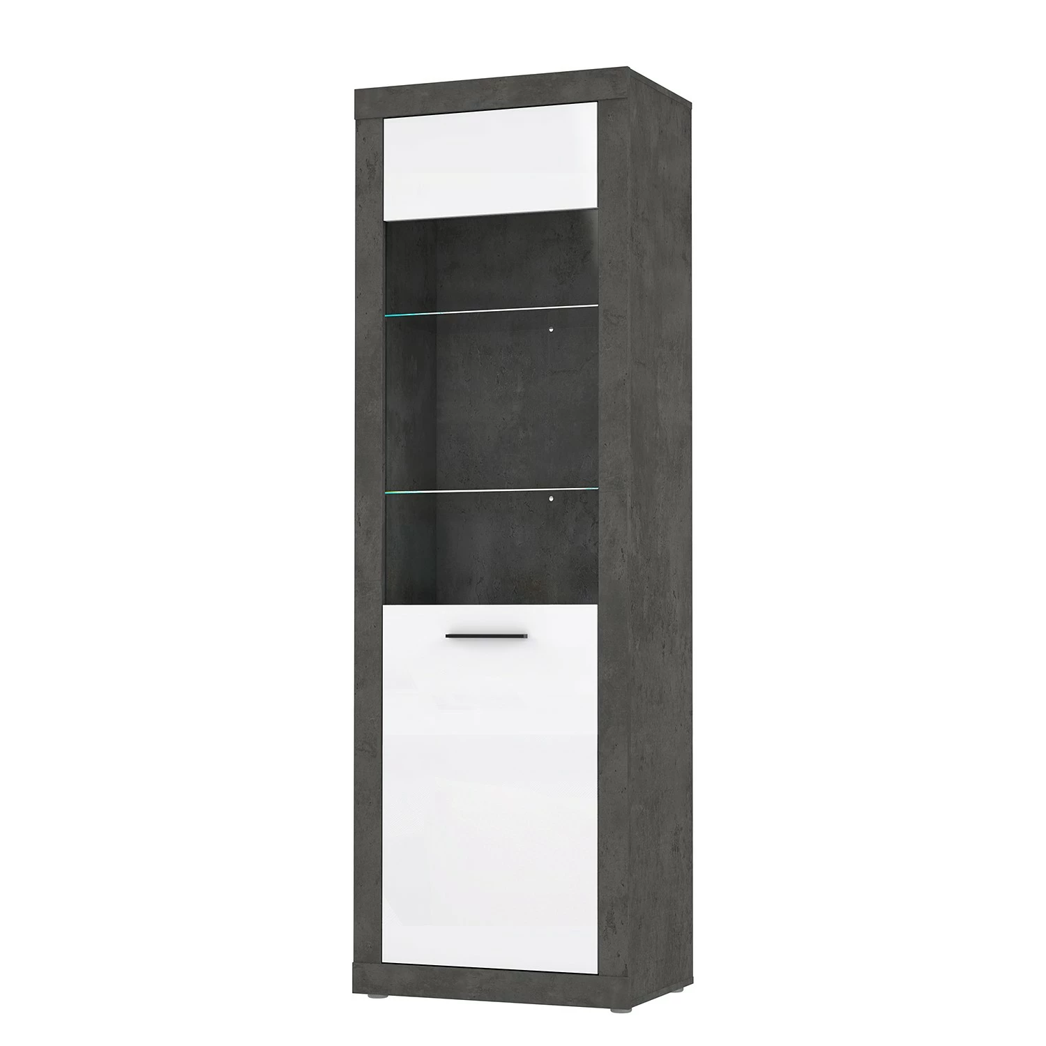 Loftscape Vitrine Vetras - Blanc brillant / Imitation béton 3 Loftscape Vitrine Vetras - Blanc brillant / Imitation béton