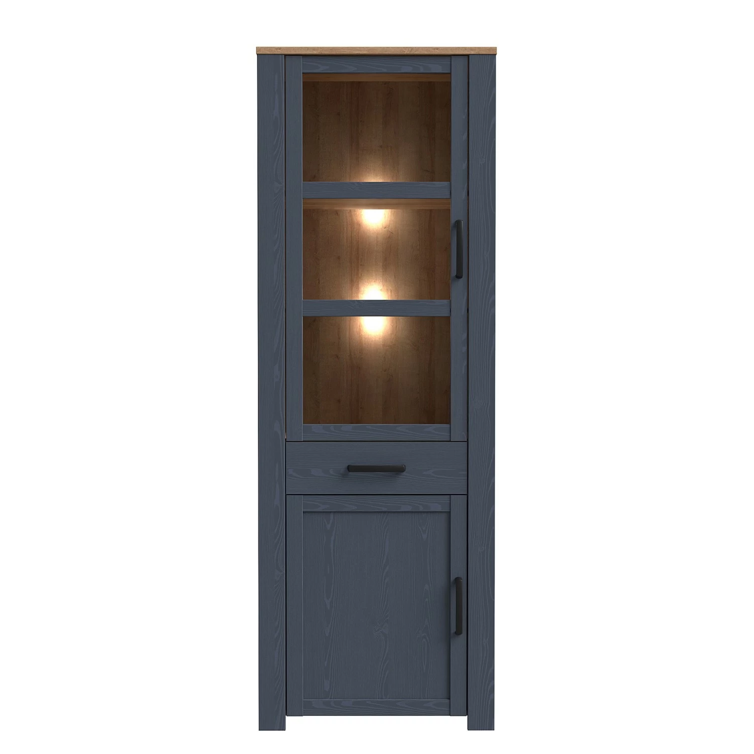 Ridgevalley Vitrine Vassia - Imitation chêne Navy / Imitation chêne Riviera 9 Ridgevalley Vitrine Vassia - Imitation chêne Navy / Imitation chêne Riviera – Image 7