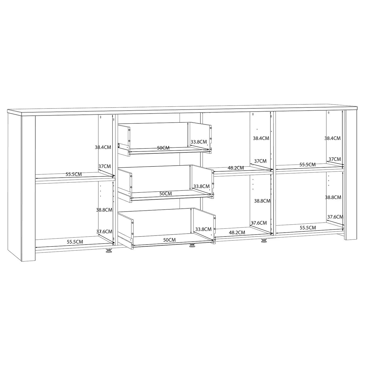 Ridgevalley Buffet Vassia II - Imitation chêne Navy / Imitation chêne Riviera 9 Ridgevalley Buffet Vassia II - Imitation chêne Navy / Imitation chêne Riviera – Image 7