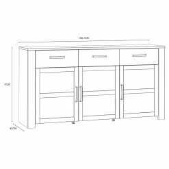 Ridgevalley Buffet Vassia I - Imitation chêne Navy / Imitation chêne Riviera -loftscape Boutique 1000344684 220414 500 SKETCH DETAILS P000000001000344684 sketch