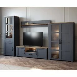 Ridgevalley Ensemble meubles TV Vassia II (4 élém.) - Imitation chêne Navy / Imitation chêne Riviera