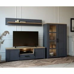 Ridgevalley Ensemble meubles TV Vassia I (3 élém.) - Imitation chêne Navy / Imitation chêne Riviera