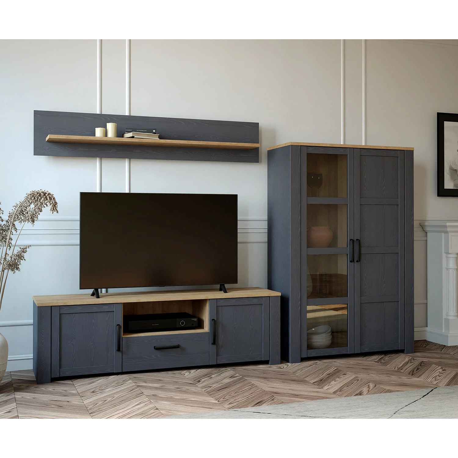 Ridgevalley Ensemble meubles TV Vassia I (3 élém.) - Imitation chêne Navy / Imitation chêne Riviera 4 Ridgevalley Ensemble meubles TV Vassia I (3 élém.) - Imitation chêne Navy / Imitation chêne Riviera – Image 2