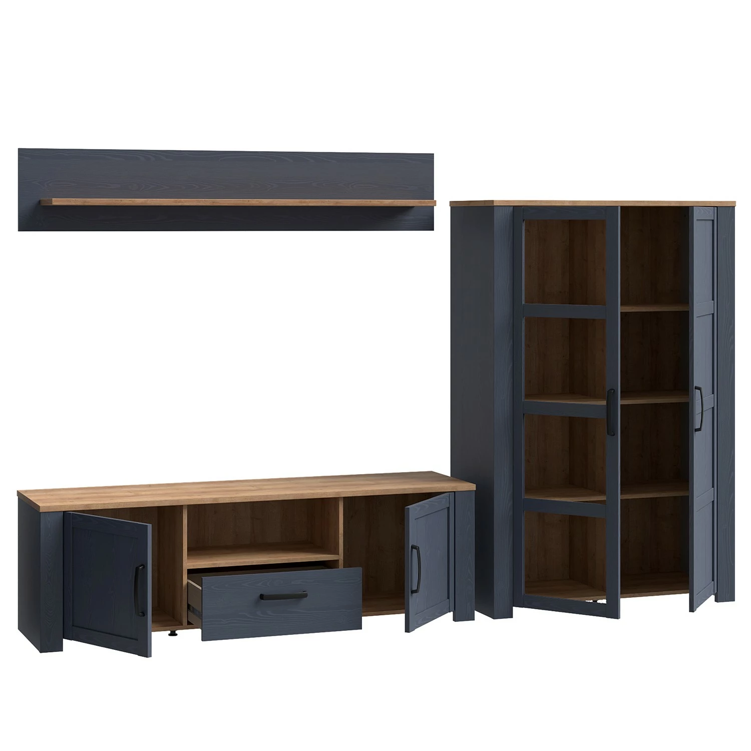 Ridgevalley Ensemble meubles TV Vassia I (3 élém.) - Imitation chêne Navy / Imitation chêne Riviera 10 Ridgevalley Ensemble meubles TV Vassia I (3 élém.) - Imitation chêne Navy / Imitation chêne Riviera – Image 8