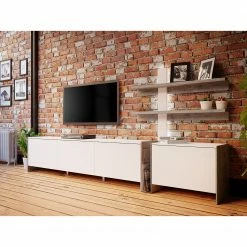 Loftscape Ensemble meubles TV Urban II (3 élém.) - Éclairage Éclairage  - Blanc / Imitation chêne gris