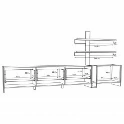 Loftscape Ensemble meubles TV Urban II (3 élém.) - Éclairage Éclairage  - Blanc / Imitation chêne gris -loftscape Boutique 1000344692 220414 501 SKETCH DETAILS P000000001000344692 sketch
