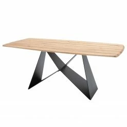 Red Living Table Skye - Chêne massif / Métal - Chêne / Noir - 200 x 100 cm