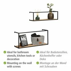 WENKO Étagère murale Geo (2) - Bambou massif / Métal - Bambou / Noir 15 WENKO Étagère murale Geo (2) - Bambou massif / Métal - Bambou / Noir -loftscape Boutique 1000345605 220412 050 DETAILS P000000001000345605