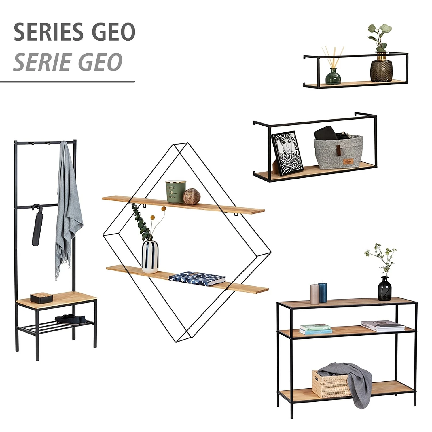 WENKO Étagère murale Geo (2) - Bambou massif / Métal - Bambou / Noir 9 WENKO Étagère murale Geo (2) - Bambou massif / Métal - Bambou / Noir – Image 7