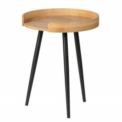 WENKO Bout de canapé Loft - Bambou massif / Métal - Bambou / Noir