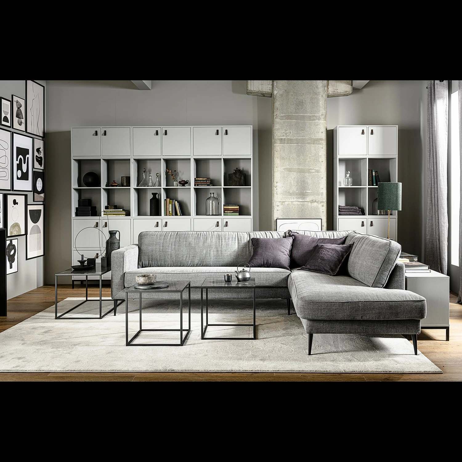 Loftscape Bout de canapé Sornas - Porcelaine / Métal - Imitation marbre noir / Noir 4 Loftscape Bout de canapé Sornas - Porcelaine / Métal - Imitation marbre noir / Noir – Image 2