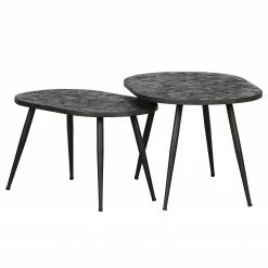 Red Living Tables basses Yaurel (lot de 2) - Métal - Doré vieilli / Noir -loftscape Boutique 1000345799 220428 030 DETAILS P000000001000345799