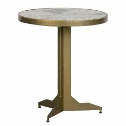 Red Living Bout de canapé Neerpelt - Marbre / Métal - Marbre blanc / Laiton