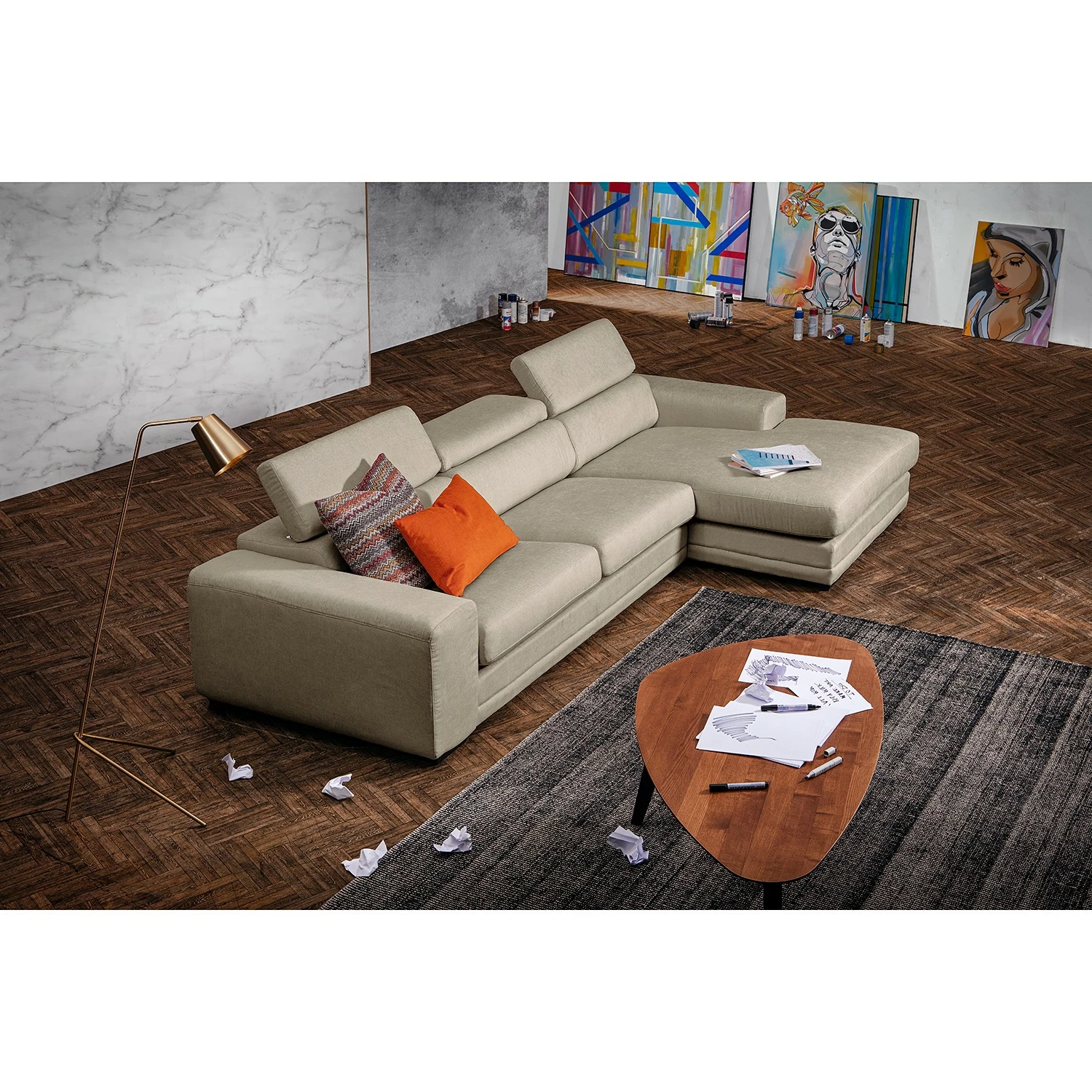 Loftscape Canapé d’angle Penpont - Tissu Kaja: Anthracite - Méridienne courte à droite (vue de face) 4 Loftscape Canapé d’angle Penpont - Tissu Kaja: Anthracite - Méridienne courte à droite (vue de face) – Image 2