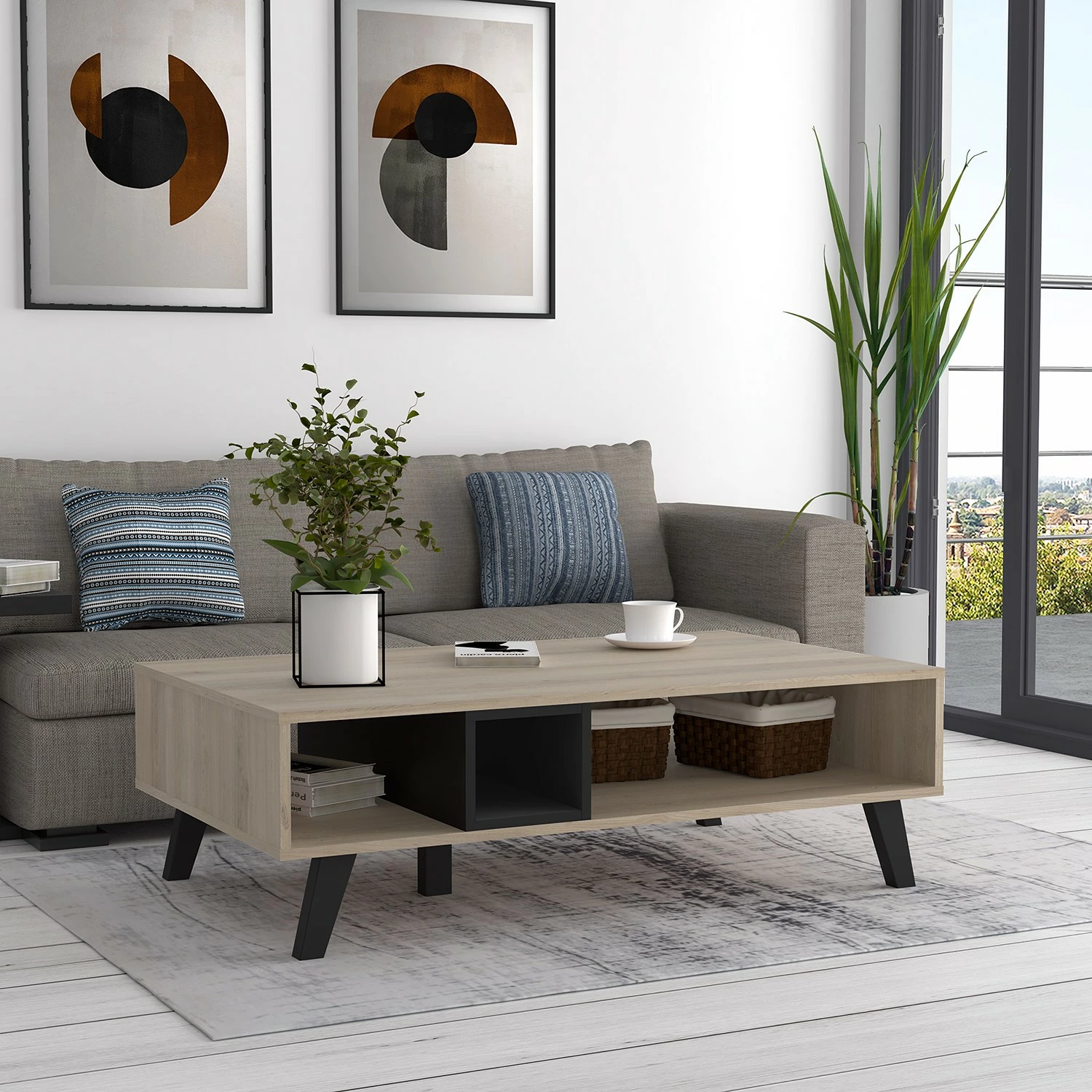 Loftscape Table basse Pesaro - Imitation chêne artisan / Noir 4 Loftscape Table basse Pesaro - Imitation chêne artisan / Noir – Image 2