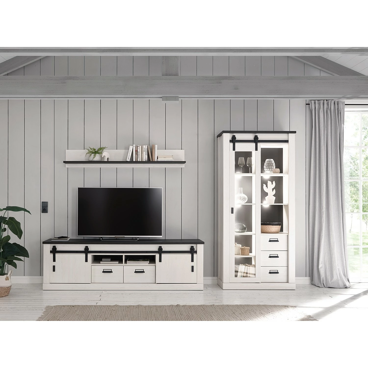 Ridgevalley Meuble TV Shutter II - Imitation pin blanc 5 Ridgevalley Meuble TV Shutter II - Imitation pin blanc – Image 3