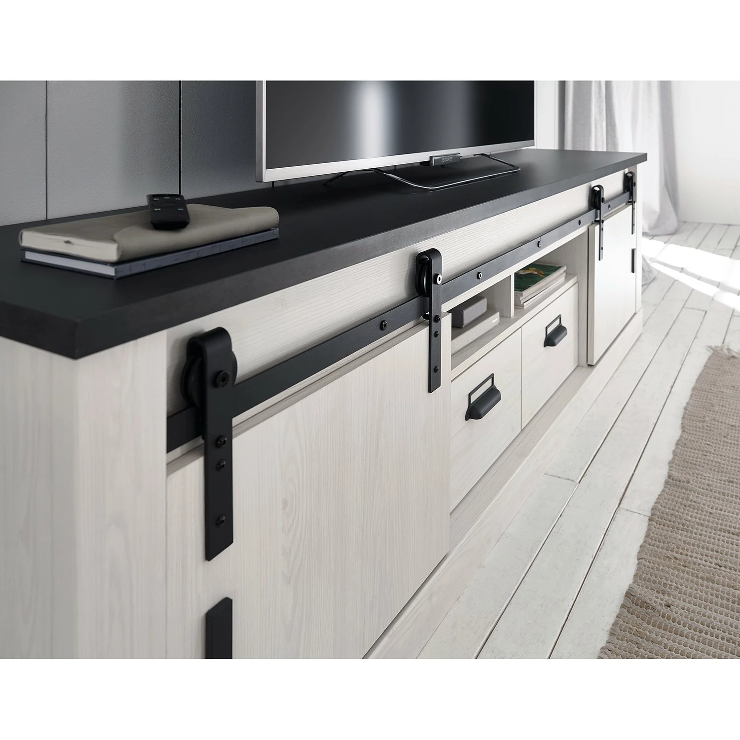 Ridgevalley Meuble TV Shutter II - Imitation pin blanc 7 Ridgevalley Meuble TV Shutter II - Imitation pin blanc – Image 5