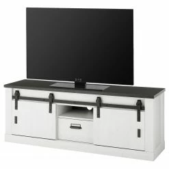 Ridgevalley Meuble TV Shutter I - Imitation pin blanc