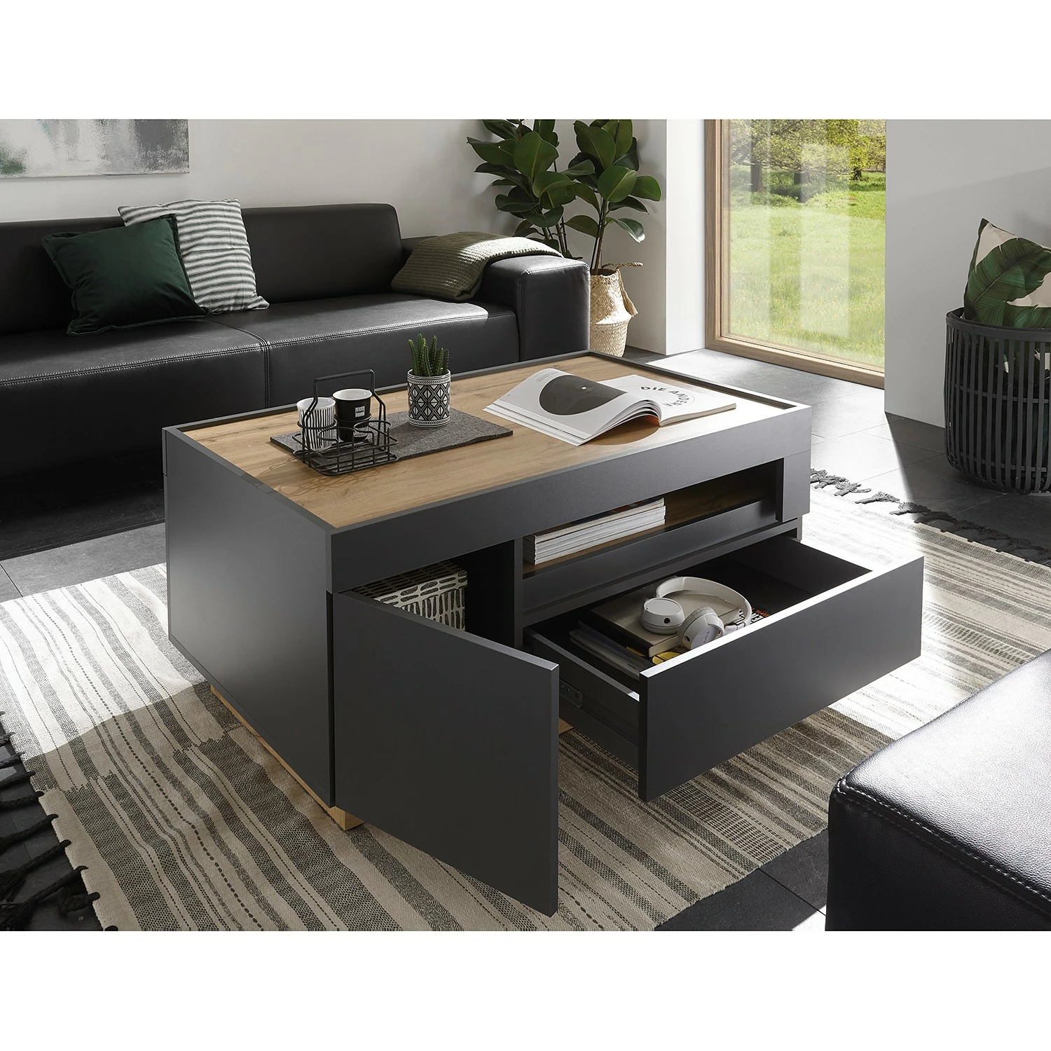 Loftscape Table basse Accra - Anthracite / Imitation chêne 5 Loftscape Table basse Accra - Anthracite / Imitation chêne – Image 3