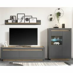 Loftscape Ensemble meubles TV Accra III (3 élém.) - Anthracite / Imitation chêne