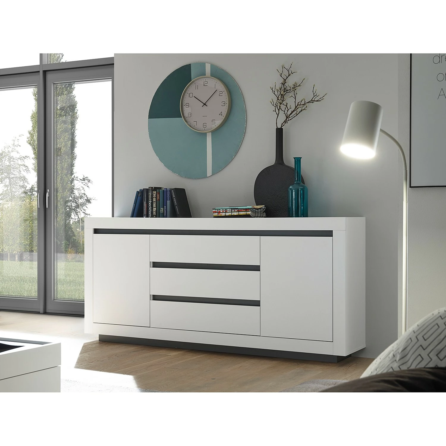 Loftscape Buffet Accra - Blanc / Anthracite 4 Loftscape Buffet Accra - Blanc / Anthracite – Image 2