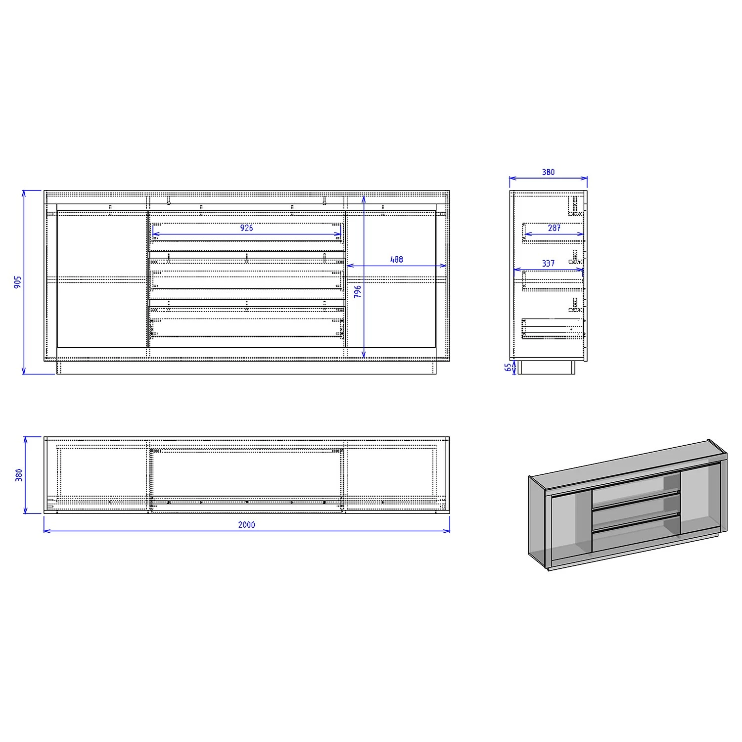 Loftscape Buffet Accra - Blanc / Anthracite 10 Loftscape Buffet Accra - Blanc / Anthracite – Image 8