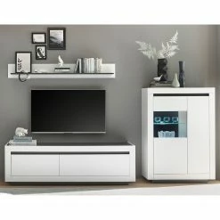 Loftscape Ensemble meubles TV Accra III (3 élém.) - Blanc / Anthracite