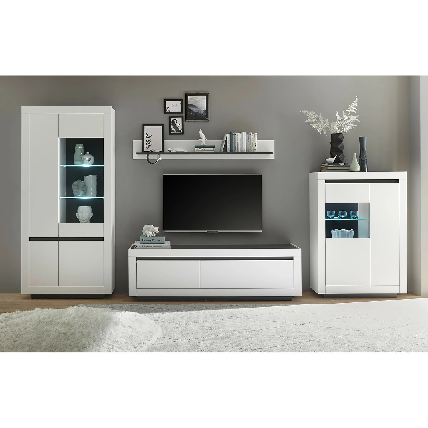 Loftscape Ensemble meubles TV Accra II (4 élém.) - Blanc / Anthracite 3 Loftscape Ensemble meubles TV Accra II (4 élém.) - Blanc / Anthracite