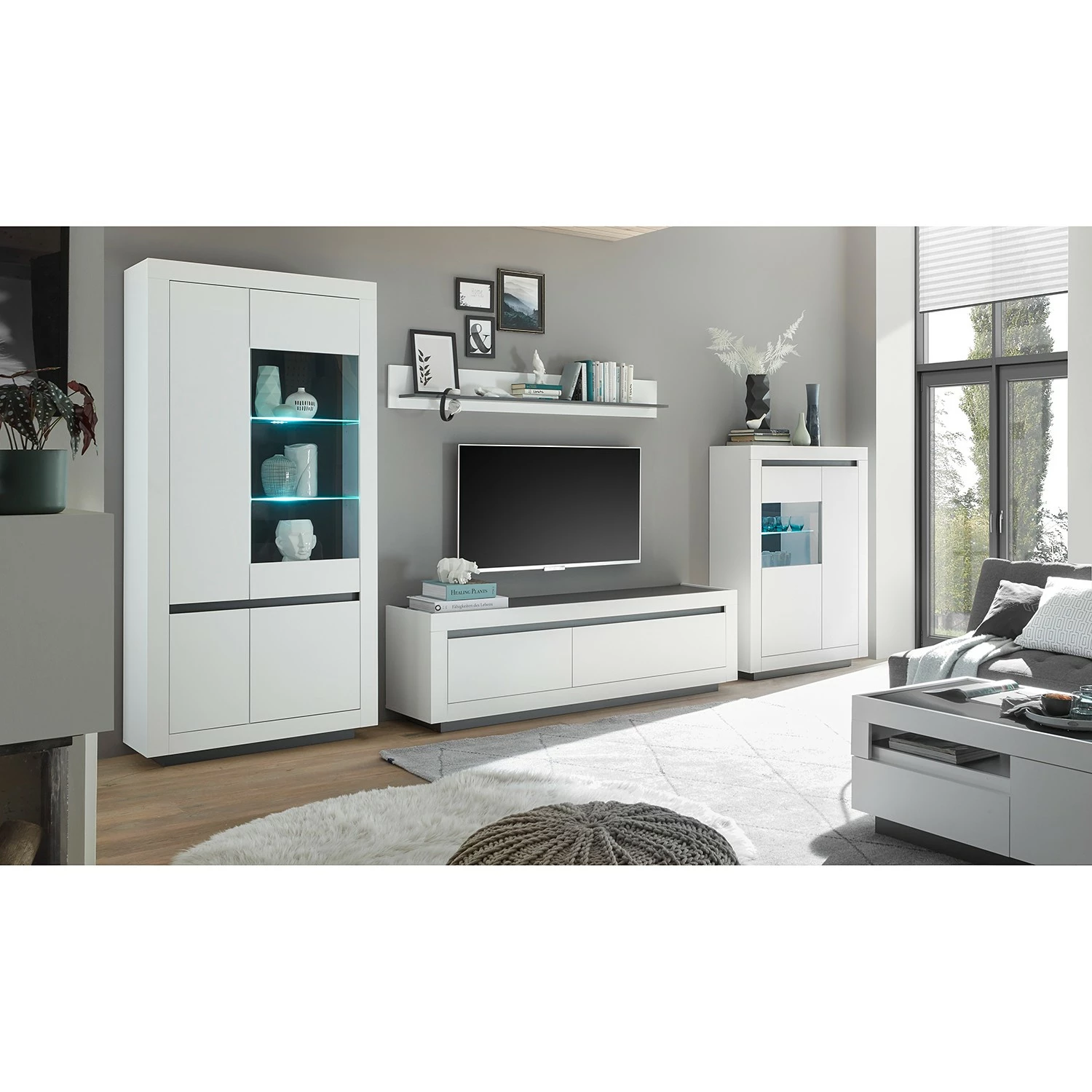 Loftscape Ensemble meubles TV Accra II (4 élém.) - Blanc / Anthracite 4 Loftscape Ensemble meubles TV Accra II (4 élém.) - Blanc / Anthracite – Image 2