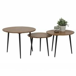Red Living Tables gigognes Potosi (3 éléments) - Acacia massif / Métal - Acacia / Noir -loftscape Boutique 1000349796 220505 031 DETAILS P000000001000349796