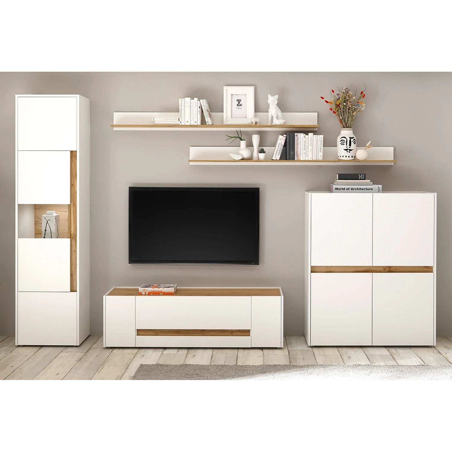 Norrwood Ensemble meubles TV Olon VI (5 éléments) - Blanc 3 Norrwood Ensemble meubles TV Olon VI (5 éléments) - Blanc