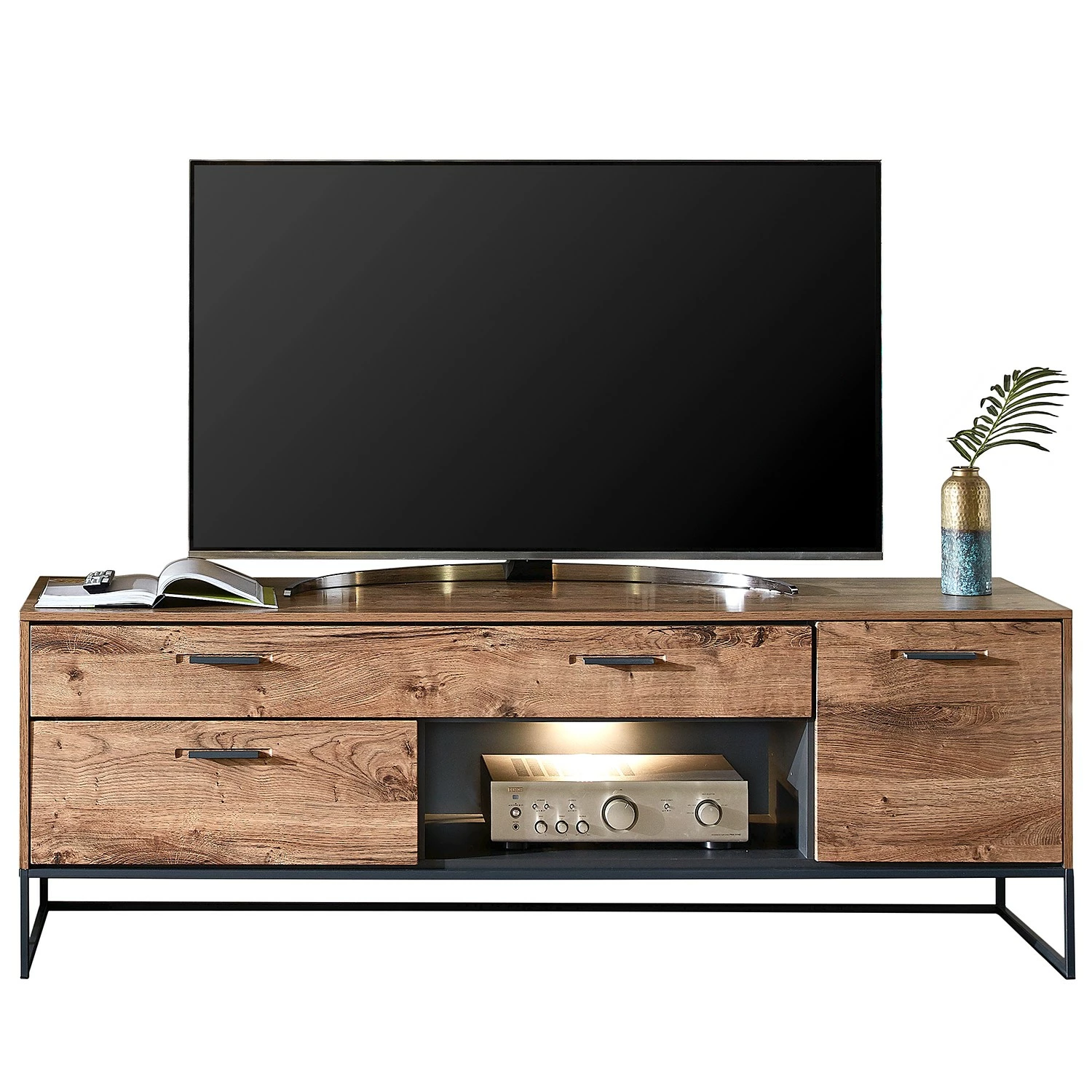 Red Living Ensemble meubles TV Meevoo V (3 élém.) - Imitation chêne rustique / Graphite 5 Red Living Ensemble meubles TV Meevoo V (3 élém.) - Imitation chêne rustique / Graphite – Image 3