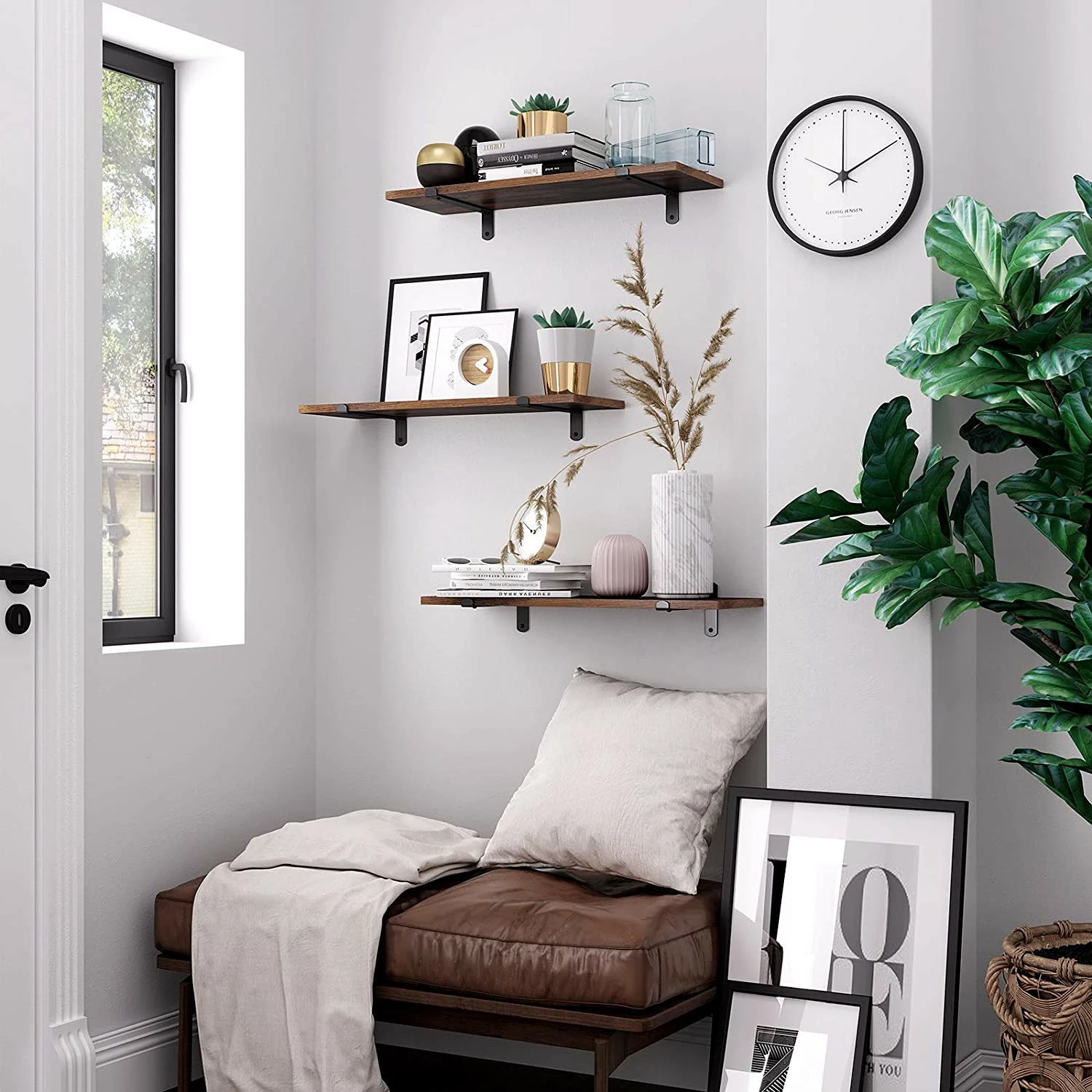 Red Living Tablettes murales Crossville II (lot 2) - Marron / Noir 4 Red Living Tablettes murales Crossville II (lot 2) - Marron / Noir – Image 2