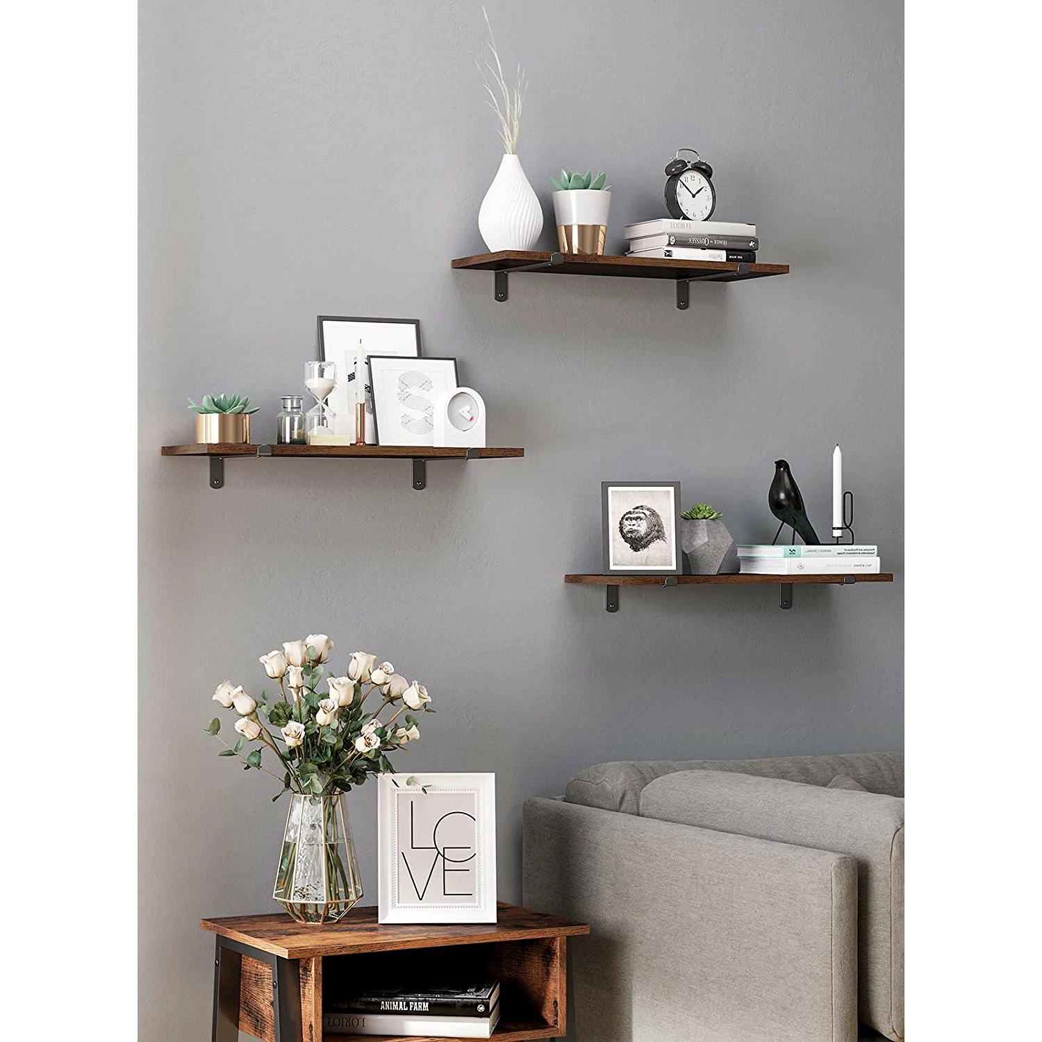 Red Living Tablettes murales Crossville II (lot 2) - Marron / Noir 5 Red Living Tablettes murales Crossville II (lot 2) - Marron / Noir – Image 3