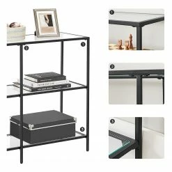 Red Living Étagère Poygan I - Verre / Métal - Noir -loftscape Boutique 1000353410 220601 030 DETAILS P000000001000353410