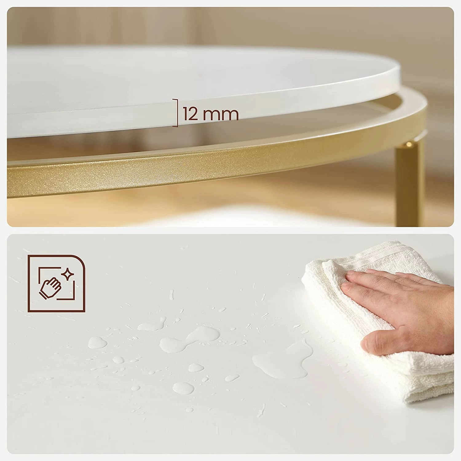 Loftscape Table basse Poygan II - Blanc / Doré 9 Loftscape Table basse Poygan II - Blanc / Doré – Image 7